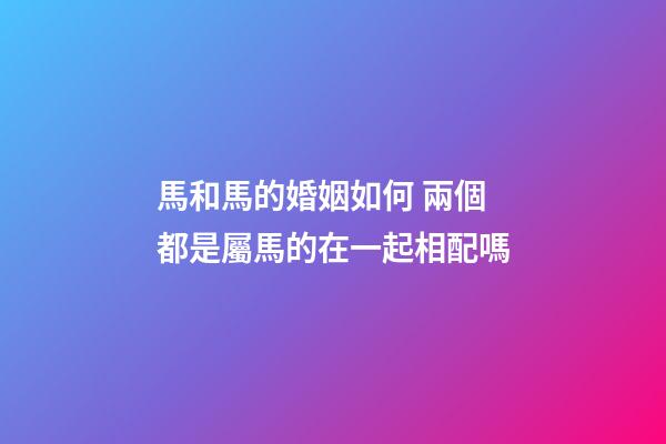 馬和馬的婚姻如何 兩個都是屬馬的在一起相配嗎-第1張-觀點-玄機派